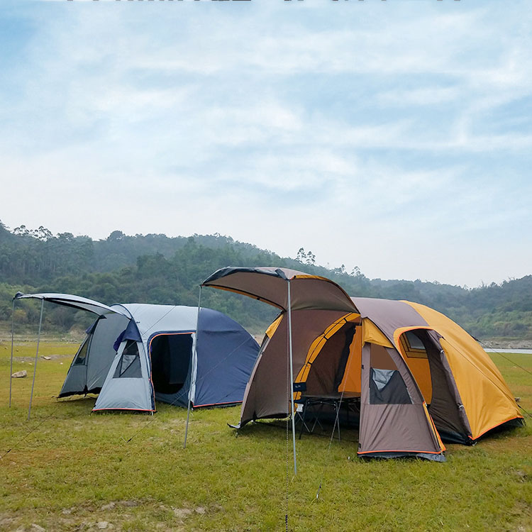 Cheap Goat Tents Extended Camping Tent One Bedroom and One Living Room Hiking Tent for 3 4 People Double Layer Waterproof Outdoor Picnic Awning   